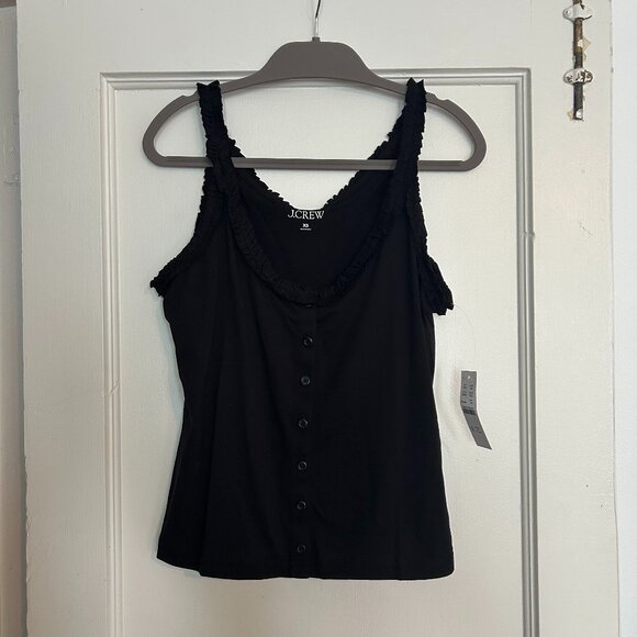 J. Crew button-front tank top with ruffle trim in Black - XS - NWT - Picture 2 of 6
